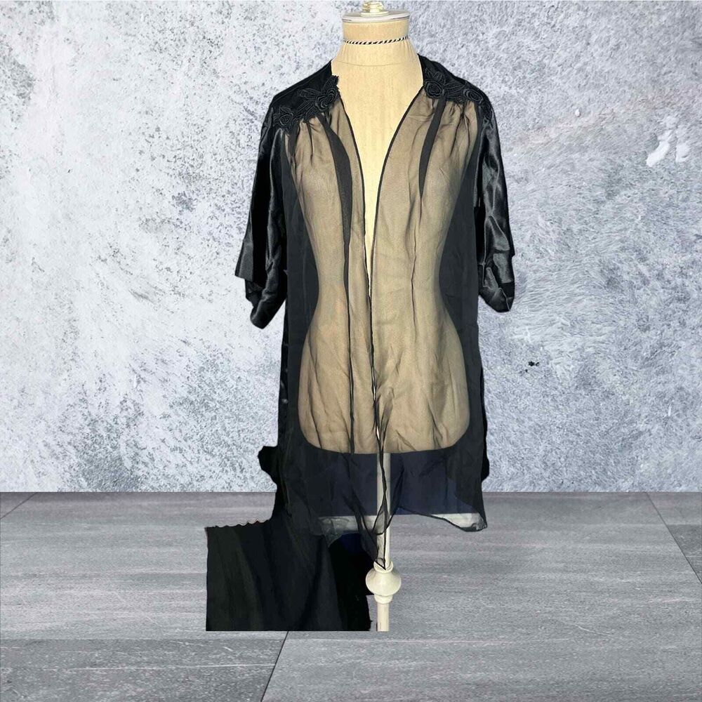 Victoria's Secret Vintage Gold Label NWT-Partial Black Short Sheer Robe Small